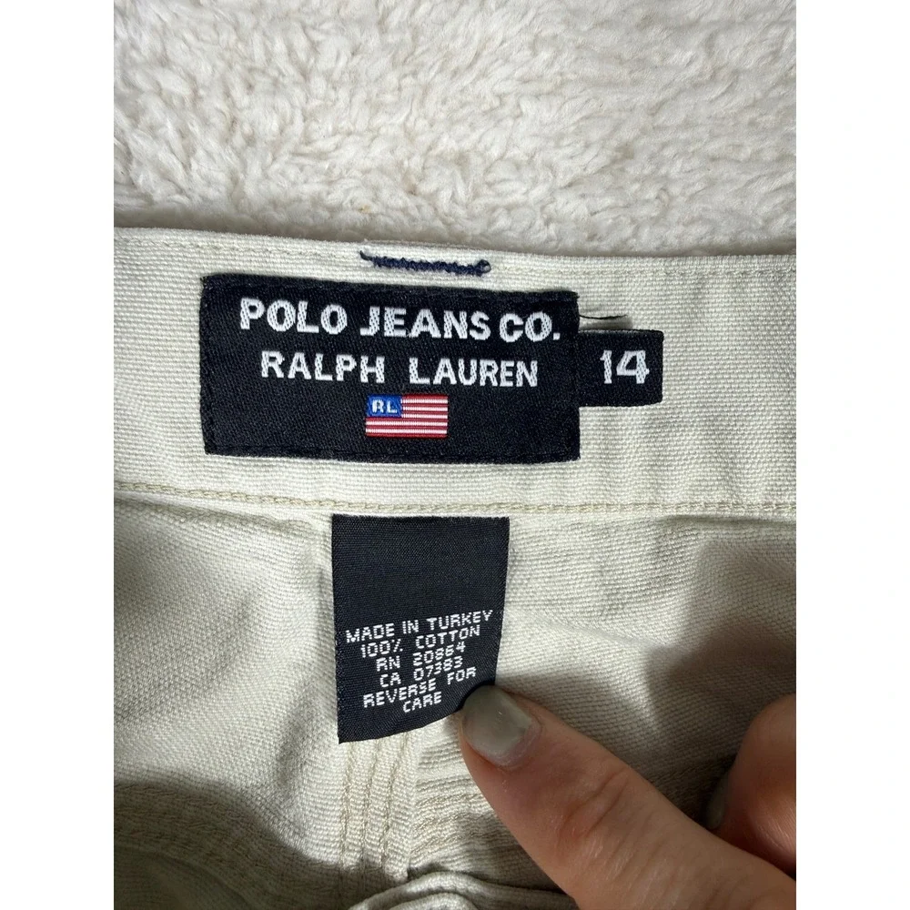 Polo Jeans Co Ralph Lauren Carpenter Shorts Boys 14 Beige Good Utility Workwear
